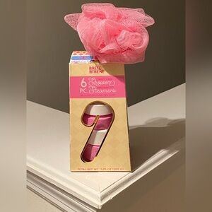 Candy Cane Shower Steamers Set with Loofah Peppermint Gift